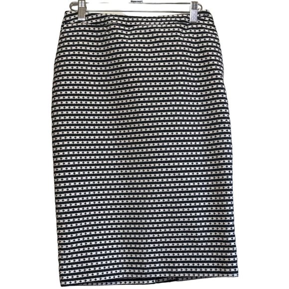 Merona Straight Pencil Knee Length Skirt Geometric Polyester Blend Women Size 4 - Picture 1 of 12